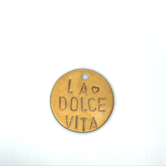 kOmMa5 Plakette "LA DOLCE VITA" aus Edelstahl, gestanzt, 20mm
